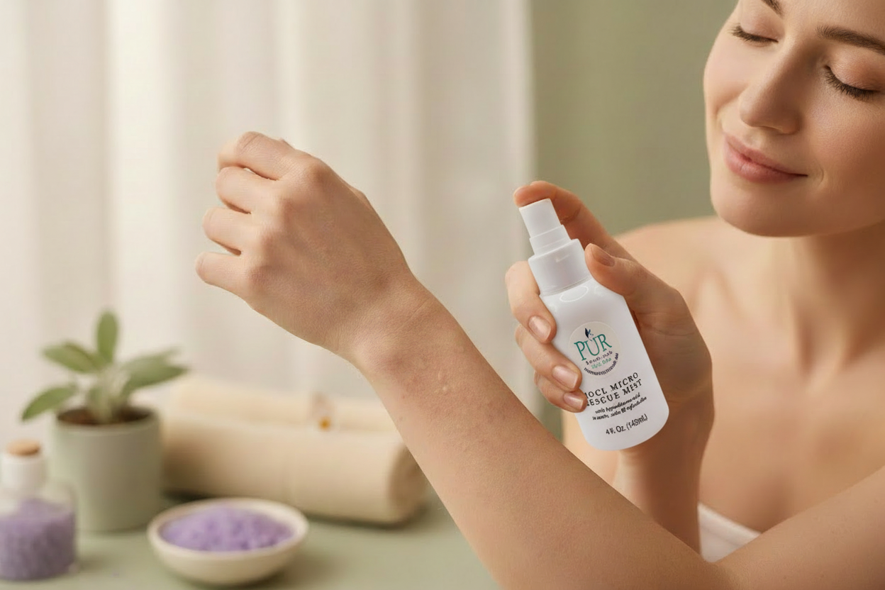 HOCL Micro Rescue Mist – Lifestyle with PUR Bottle